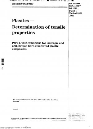 Kunststoffe – Bestimmung der Zugeigenschaften – Teil 4: Prüfbedingungen für isotrope und orthotrope faserverstärkte Kunststoffverbundwerkstoffe ISO 527-4: 1997