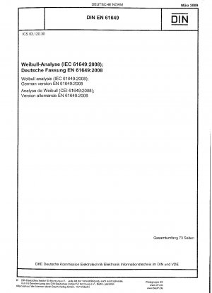 Weibull-Analyse (IEC 61649:2008); Deutsche Fassung EN 61649:2008