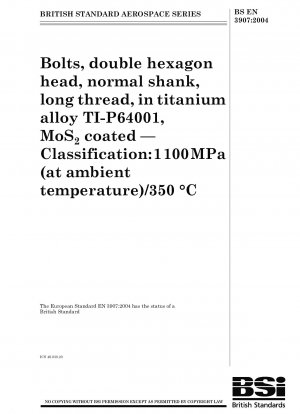 Luft- und Raumfahrt – Schrauben, Doppelsechskantkopf, normaler Schaft, langes Gewinde, aus Titanlegierung TI-P64001, MoS2-beschichtet – Klassifizierung: 1100 MPa (bei Umgebungstemperatur)/350 °C