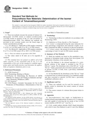 Standardtestmethoden für Polyurethan-Rohstoffe: Bestimmung des Isomerengehalts von Toluylendiisocyanat