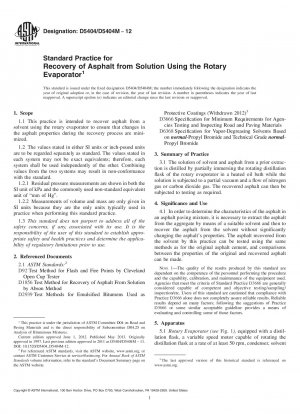 Standardpraxis für die Rückgewinnung von Asphalt aus Lösung unter Verwendung des Rotationsverdampfers