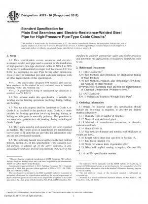 Standardspezifikation für nahtlose und elektrisch widerstandsgeschweißte Stahlrohre mit glatten Enden für Hochdruck-Kabelkreise