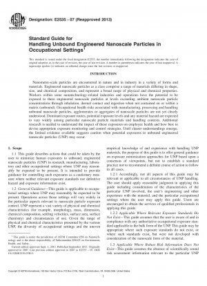 Standardhandbuch für den Umgang mit ungebundenen, künstlich hergestellten nanoskaligen Partikeln am Arbeitsplatz