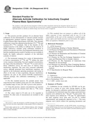 Standardpraxis für die alternative Aktinidkalibrierung für die induktiv gekoppelte Plasma-Massenspektrometrie