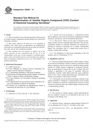 Standardtestmethode zur Bestimmung der flüchtigen organischen Verbindung 40;VOC41; Inhalt von Elektroisolierlacken