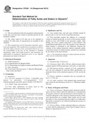 Standardtestmethode zur Bestimmung von Fettsäuren und Estern in Glycerin