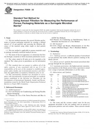 Standardtestmethode zur Verwendung der Aerosolfiltration zur Messung der Leistung poröser Verpackungsmaterialien als Ersatz-Mikrobenbarriere
