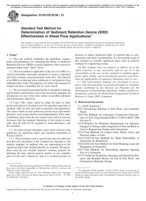 Standardtestmethode zur Bestimmung der Wirksamkeit von Sediment Retention Device (SRD) in Sheet Flow-Anwendungen