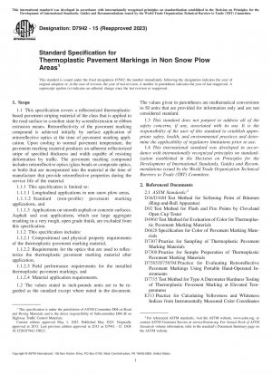 Standardspezifikation für thermoplastische Fahrbahnmarkierungen in Bereichen, in denen kein Schneepflug stattfindet