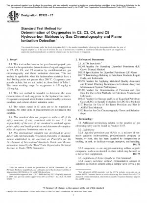 Standardtestmethode zur Bestimmung von Oxygenaten in C2-, C3-, C4- und C5-Kohlenwasserstoffmatrizen mittels Gaschromatographie und Flammenionisationsdetektion