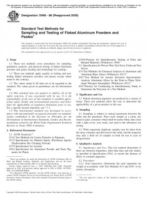 Standardtestmethoden für die Probenahme und Prüfung von Aluminiumflockenpulvern und -pasten
