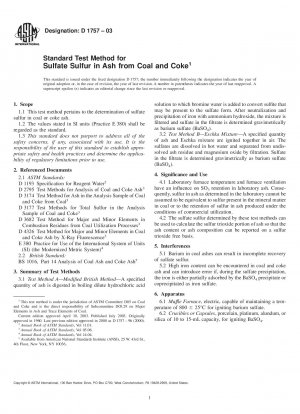 Standardtestmethode für Sulfatschwefel in Asche aus Kohle und Koks
