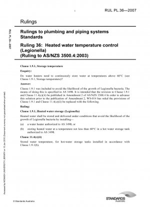 Vorschriften für Sanitär- und Rohrleitungssysteme – Regelung der Warmwassertemperatur (Legionellen) (Regelungen zu AS/NZS 3500.4:2003)