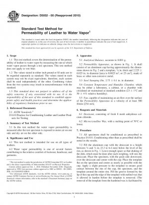 Standardtestmethode für die Wasserdampfdurchlässigkeit von Leder