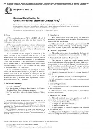 Standardspezifikation für elektrische Gold-Silber-Nickel-Kontaktlegierungen