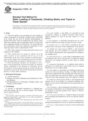 Standardtestmethode für die statische Belastung von Baumständern, Kletterstöcken und Stativ- oder Turmständern