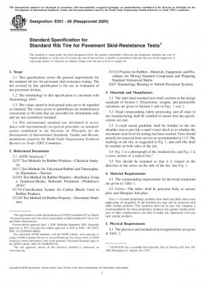 Standardspezifikation für Standardrippenreifen für Rutschfestigkeitstests auf Fahrbahnen