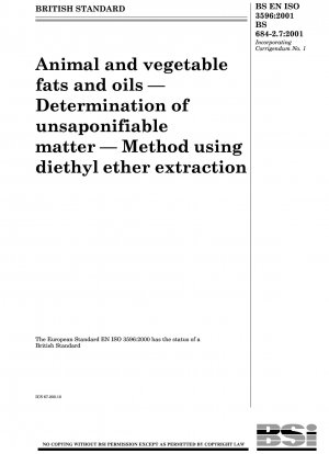 Tierische und pflanzliche Fette und Öle – Bestimmung unverseifbarer Bestandteile – Methode mittels Diethyletherextraktion
