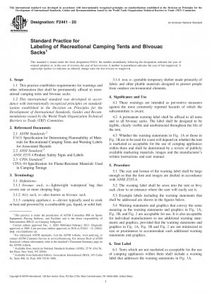 Standardpraxis für die Kennzeichnung von Freizeit-Campingzelten und Biwaksäcken