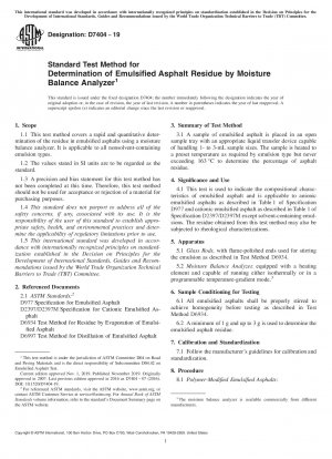 Standardtestmethode zur Bestimmung von emulgierten Asphaltrückständen mit einem Feuchtigkeitsbilanzanalysator