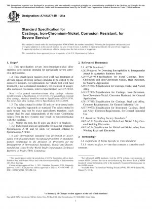 Standardspezifikation für Gussteile aus Eisen-Chrom-Nickel, korrosionsbeständig, für schwere Beanspruchung