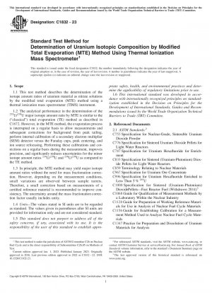 Standardtestmethode zur Bestimmung der Uranisotopenzusammensetzung durch die modifizierte Totalverdampfungsmethode (MTE) unter Verwendung eines thermischen Ionisationsmassenspektrometers
