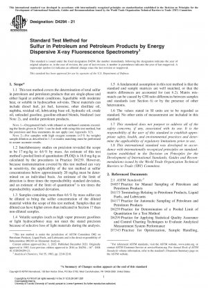 Standardtestmethode für Schwefel in Erdöl und Erdölprodukten durch energiedispersive Röntgenfluoreszenzspektrometrie