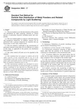 Standardtestverfahren zur Partikelgrößenverteilung von Metallpulvern und verwandten Verbindungen durch Lichtstreuung