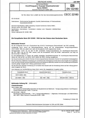 Rahmenspezifikation: Hochfrequenz-Koaxialsteckverbinder; Serie SSMC; Deutsche Fassung EN 122180:1993