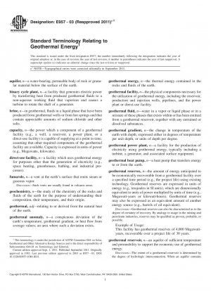 Standardterminologie in Bezug auf Geothermie