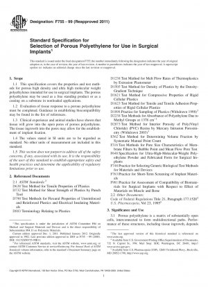 Standardspezifikation für die Auswahl von porösem Polyethylen zur Verwendung in chirurgischen Implantaten