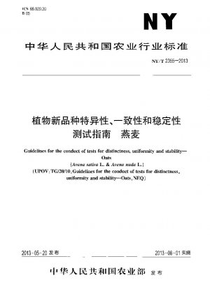 Richtlinien für die Durchführung von Prüfungen auf Unterscheidbarkeit, Homogenität und Stabilität. Hafer (Avena sativa L. & Avena nuda L.)