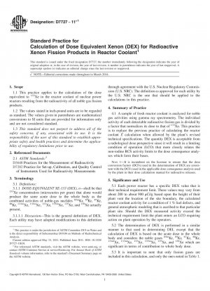 Standardpraxis zur Berechnung der äquivalenten Dosis Xenon 40;DEX41; für radioaktive Xenon-Spaltprodukte im Reaktorkühlmittel