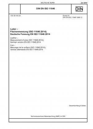 Leder – Flächenmessung (ISO 11646:2014); Deutsche Fassung EN ISO 11646:2014