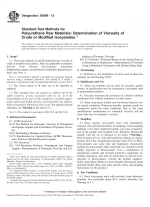 Standardtestmethoden für Polyurethan-Rohstoffe: Bestimmung der Viskosität von rohen oder modifizierten Isocyanaten