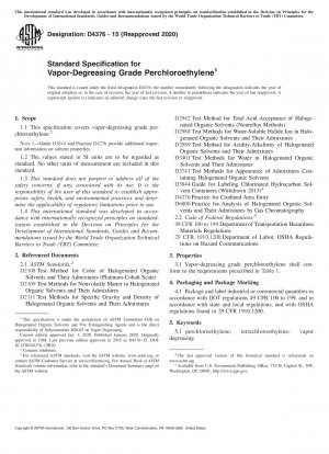 Standardspezifikation für dampfentfettendes Perchlorethylen