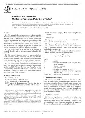Standardtestmethode für das Oxidations-Reduktions-Potenzial von Wasser