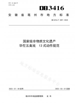 Nationales immaterielles Kulturerbe Hua Tuo Wu Qin Xi 13 Aktionsspezifikationen