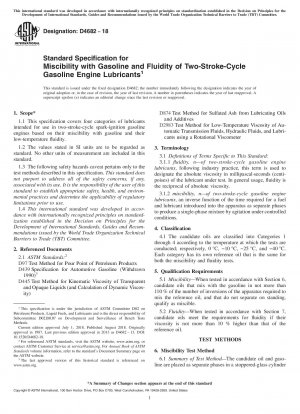 Standardspezifikation für die Mischbarkeit mit Benzin und die Fließfähigkeit von Schmiermitteln für Zweitakt-Benzinmotoren