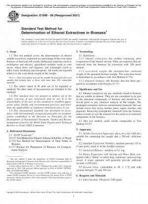 Standardtestmethode zur Bestimmung von Ethanol-Extraktstoffen in Biomasse