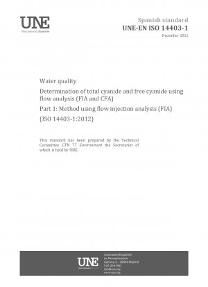 Wasserqualität – Bestimmung von Gesamtcyanid und freiem Cyanid mittels Fließanalyse (FIA und CFA) – Teil 1: Methode mittels Fließinjektionsanalyse (FIA) (ISO 14403-1:2012)