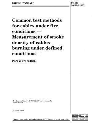Gemeinsame Prüfmethoden für Kabel unter Brandbedingungen – Messung der Rauchdichte von Kabeln, die unter definierten Bedingungen brennen – Teil 2: Verfahren