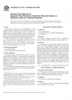Standardtestmethoden für scheinbar freie Phenole in synthetischen Phenolharzen oder Lösungen für Beschichtungszwecke