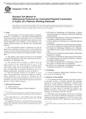 Standardtestmethode zur Bestimmung von Plutonium durch Coulometrie mit kontrolliertem Potential in H2SO4 an einer Platin-Arbeitselektrode