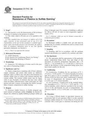 Standardpraxis für die Beständigkeit von Kunststoffen gegenüber Sulfidflecken