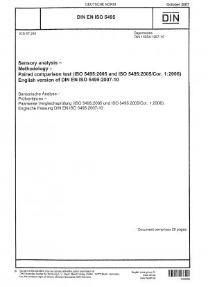 Sensorische Analyse – Methodik – Paarweiser Vergleichstest (ISO 5495:2005 und ISO 5495:2005/Cor 1:2006)