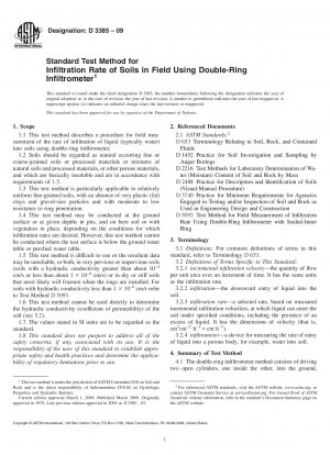 Standardtestmethode für die Infiltrationsrate von Böden im Feld unter Verwendung eines Doppelring-Infiltrometers