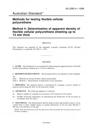 Methoden zur Prüfung von flexiblem zelligem Polyurethan – Bestimmung der scheinbaren Dichte von flexiblen zelligen Polyurethanfolien mit einer Dicke von bis zu 13 mm