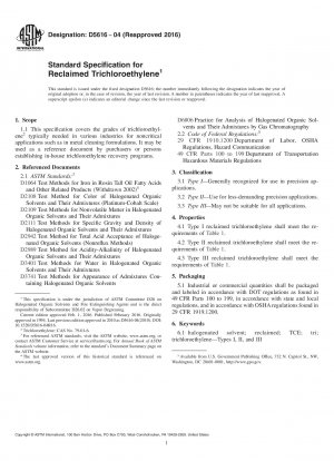 Standardspezifikation für wiedergewonnenes Trichlorethylen