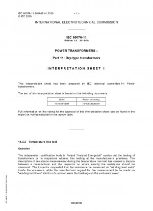 Interpretationsblatt 1 – Leistungstransformatoren – Teil 11: Trockentransformatoren